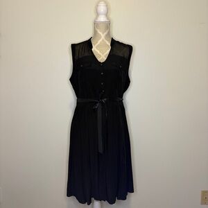 RW&CO. Black Midi Dress with Sheer Details